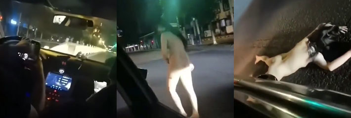 某大街上夜晚惊现裸奔女 被吃瓜群众围观拍下视频 曼妙身材一览无余！