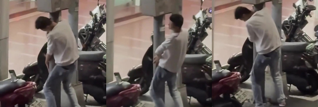 性压抑小哥 社死现场 街头狂操电线杆 群友围观全程傻眼