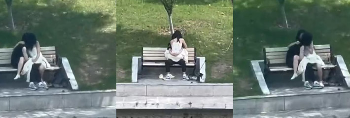 饥渴情侣校内长椅激吻抠穴 视频火爆全校 学生纷纷打卡拍照！