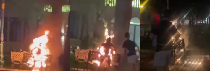 越南胡志明市 圣母大教堂夜间突发自焚 现场火光冲天 民众陷入恐慌