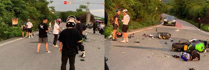 磨盘山车队跑山车祸现场视频 急刹避让不及相撞 差点爆人民碎片 简直惨不忍睹！