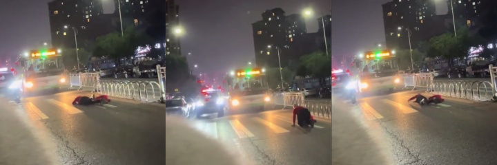 中式法师 红衣大姨街头开坛 拦车施法磕头拜四方 晚高峰变镇魂广场！