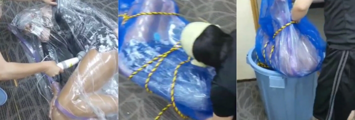 这尼玛也不怕玩出人命，不是拿人命在开玩笑吗！直接把人装进密封袋然后抽真空，让她窒息中感官放大！