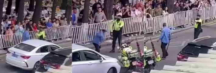 警察打交警你敢信？东莞市长安万科长青街上演交警PK公安大场面 便衣辅警装假警对其殴打！