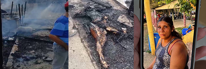 多米尼加共和国 圣地亚哥罗德里格斯的一名妇女被困在家中的大火中 最终被完全烧毁！