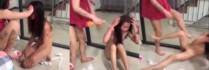河南一妹子被几名精神小妹脱光衣服锁在房里围殴虐待，被折磨得精神崩溃！