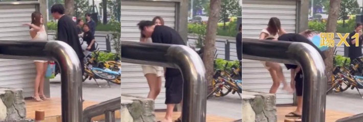 疑似女友点男模被发现 而女方却在街头疯狂扇男友耳光？难怪她要点男模！