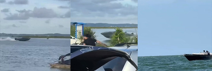 广西防城港海上冒险狂热飙船飞起 阿公紧追惊险追逐 画面惊险刺激!