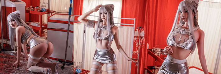 顶级网黄模特 雪晴Astra 银发魔女护士装实习日记 诱惑写真全程实录