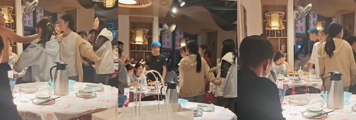 江西南昌T0小仙女将带狗进餐厅吃饭，狗子扑在一男子身上于是两人发生争执，狗子险些被杀!