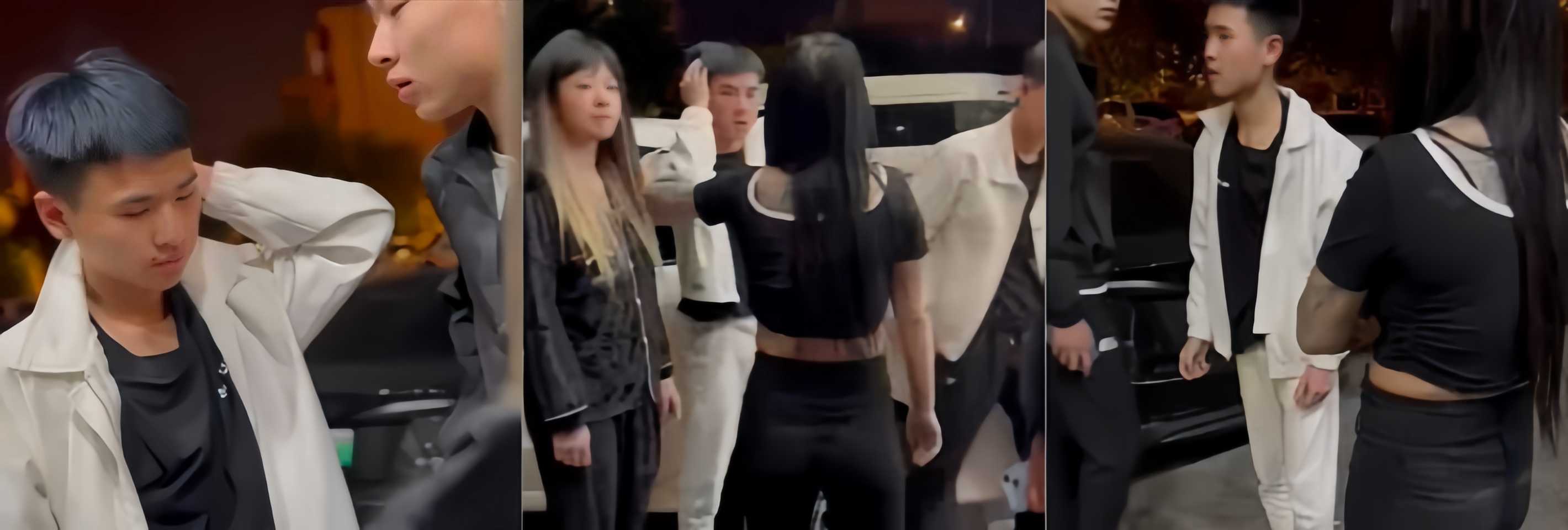 精神小伙小妹街头霸凌 场面凌乱无比 小伙被拳打脚踢打到双手举起 还得被迫道歉！