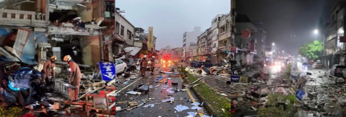 台湾新竹高翠路便当店 凌晨气爆致2死2伤 街头满地碎片成废墟 老夫妻睡梦中遇难