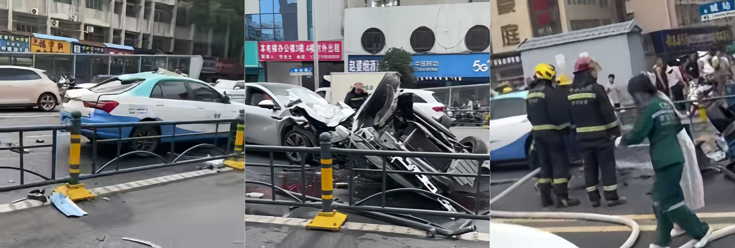 湖北孝感出租车司机拉着四名学生 路怒别车酿惨烈车祸 场面一片狼藉消防紧急救援 现场视频曝光