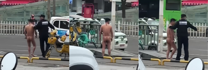 河南漯河万宝手机城街头男子全裸狂奔 路人手机现场视频曝光 警方迅速赶到拖走