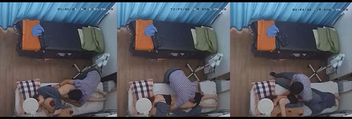 黑客破解美容院监控摄像头偷拍 熟客偷偷摸摸玩弄美容店老板娘！