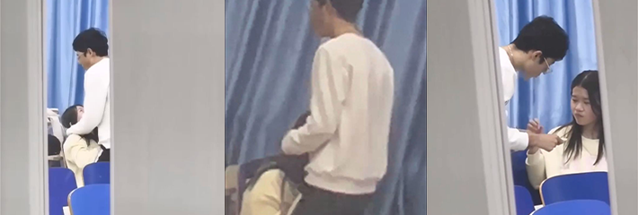 包头师范学院一学生小情侣在博楼教室内女生帮男生打飞机！男生直接按着头操嘴口爆～却被他人偷拍全程流出！