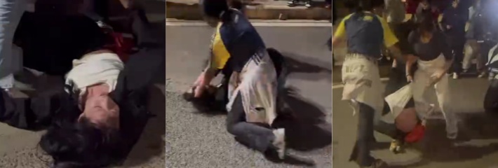 精神小妹打架不讲武德 说好的是1v1单挑 结果秒变群殴 打到最后发现少了一只鞋！