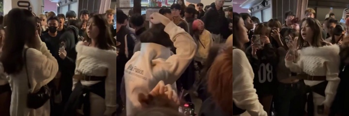 香港地铁口 精神小妹当众霸凌狂扇耳光 围观者竟集体起哄无人制止！
