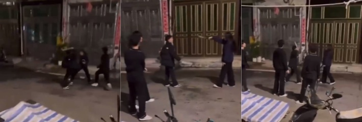 现实版刀妹横空出世 网传浙江某地 一女孩拿着砍刀追着两个男的互砍 一个人打出了千军万马的气势！