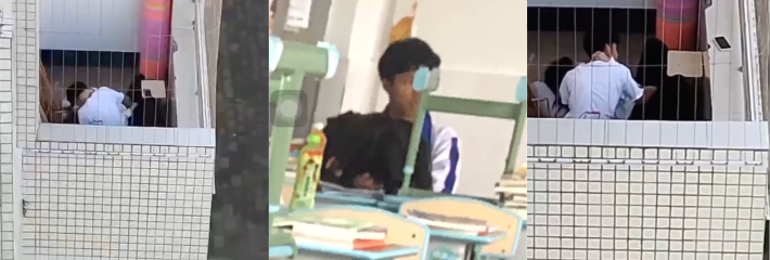 又一饥渴小情侣在教室里偷腥被拍摄曝光 现已退学终将为自己的行为而买单！