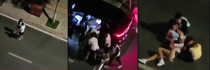 青海深原配带着闺蜜怒战偷情小三 小三不敌二人血洒马路 好一场马路捉奸决斗惊魂！