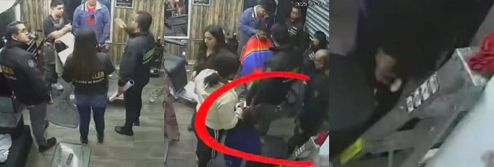 Toluca一家理发店内的监控记录下警察钓鱼执法栽赃陷害理发店老板 用放毒品的方法敲诈店家！