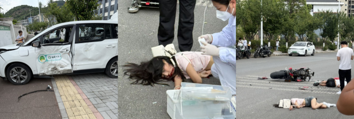 五一假期 贵州贵阳又一女骑士出车祸 机车被撞得稀巴烂 抢救现场视频流出！