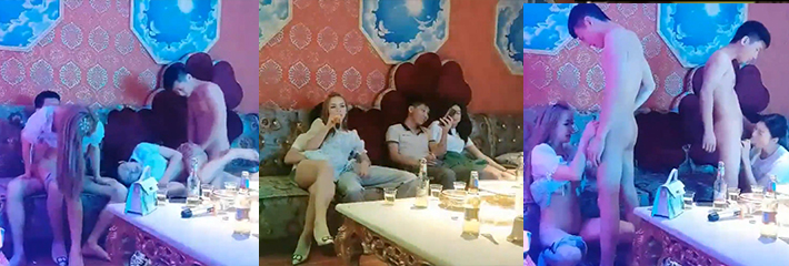 【歌厅探花】专攻ktv小姐姐4p深夜场 一起蹲着口交抬腿抽插!