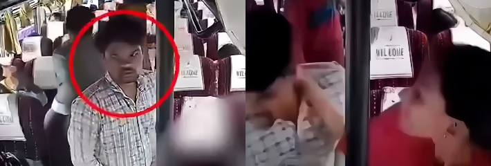 印度公交车上变态男当众拉开裤链玩弄私处 两女乘客怒而暴打抓捕