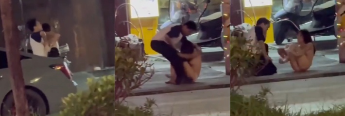 一言不合就脱衣服 情侣吵架便宜了吃瓜群众 这个美女身材是真的好 有点好奇因为什么要这样去吵架呢！
