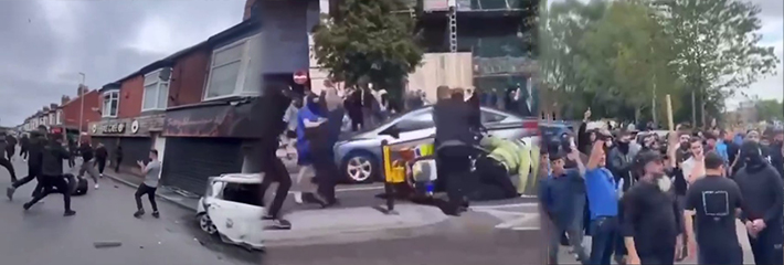 又是一道美丽的风景线 英国多个城市发生爆乱 移民和反移民冲突升级！