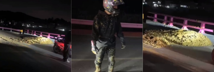贵阳市骑龙村网红点，村民受不了每天无数摩托车炸街，路中间直接大粪封路！缘粪让我们相遇哈哈真成粪青了