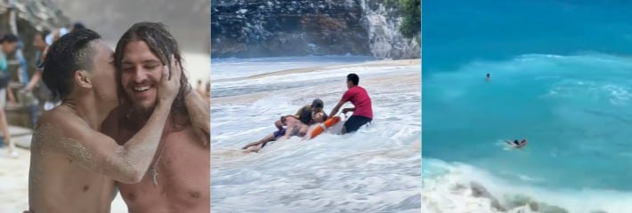 四川小伙在印度尼西亚旅游被海浪冲走 危急时刻长发外国人化身“海王”成功营救！666