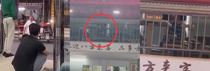 春天到了 大地开始复苏了 快8木桶饭快餐店 楼上的情侣欲望燃烧竟当场上演活春宫 女上位忘我放纵！