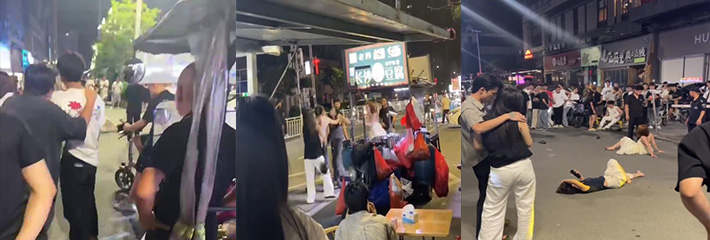 昨晚6月20日深夜 广东揭阳街头发生了一场由精神小妹引发的激烈干架 场面混乱!