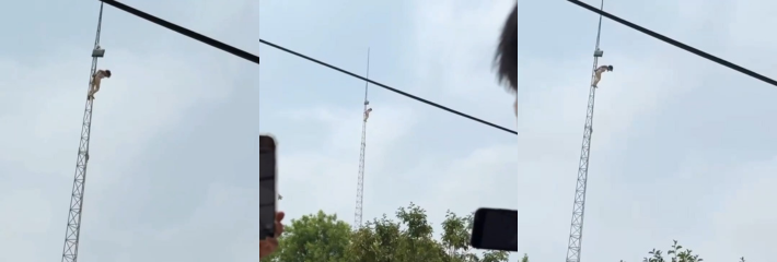 裸女寻求高潮刺激被捆绑在电线塔上？！世界之大无奇不有 这难道又是主人的任务？！