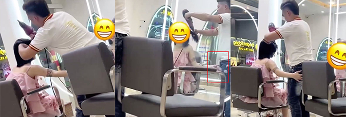 这难道又是理发师的宣传视频吗？！短发靓女剪个头发一直想要掏理发师的鸡鸡！