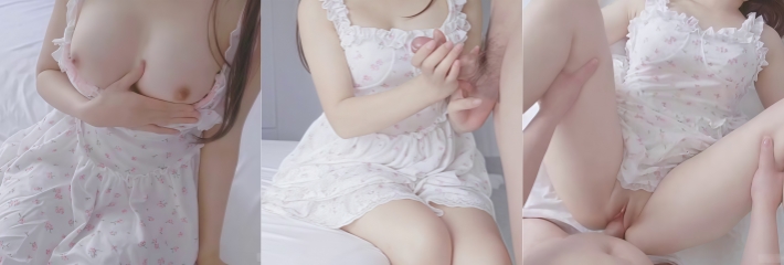 清纯白虎女友 极品碎花小白裙下的完美身材 白袜挑逗诱惑 传教士体位中出高潮！