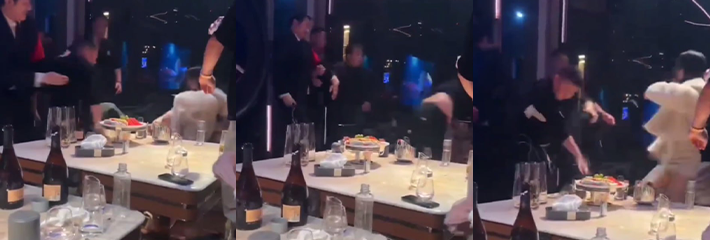 KTV陪酒妹妹 酒瓶爆头社会大哥 直接把大哥砸血怒了 反手就是一顿乱锤！