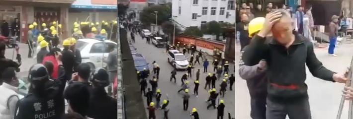 广西贺州钟山县凤翔镇两村疑似因争地问题爆发大规模械斗 警察叔叔来了只能在旁边观战！