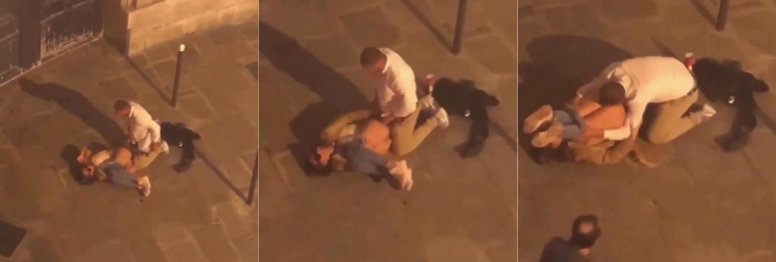 还是老外会玩啊 大半夜不睡觉在教堂门口当街做爱操逼 这是在嘲讽耶稣操不到吗？