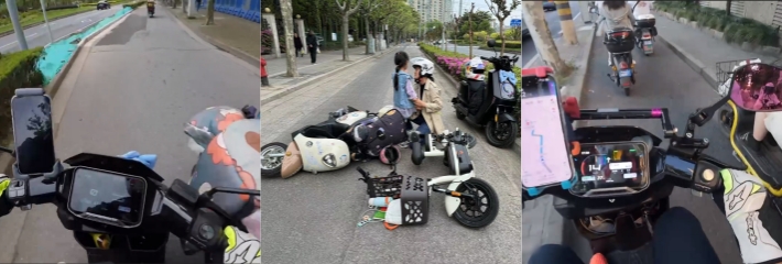 这个傻逼视频拍摄者，前面有人还骑这么快，是想赶着去投胎吗？感觉纯像故意制造车祸的！