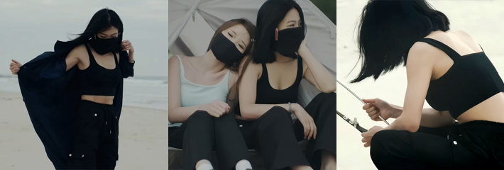 户外露出博主 cikaimoon liwaynix 两位美女海边比基尼大胆露出