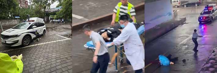 浙江台州临海古城附近 枪击案现场视频流出 出租车司机惨死 子孩重伤 现场状况十分惨烈！