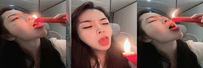 广东汕头美女直播打 PK 输了，居然 虐待自己，封针滴蜡样样都来
