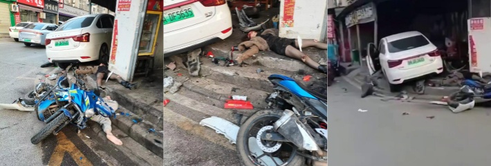 传说中的路怒症 武汉江夏网约车司机 因口角问题怒撞摩托车情侣 当场挂了两个！