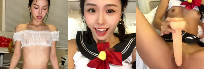 娇小可爱的混血甜妹是条反差母狗，用假鸡巴抽插自己的小骚穴自慰爽到起飞