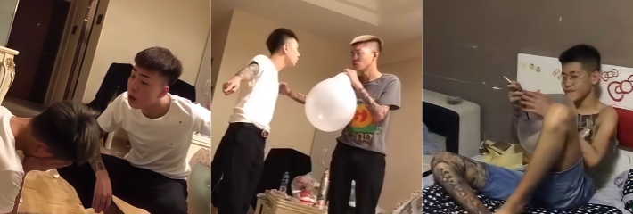快手网红 大懿和神童 早期吸笑气视频曝光 吸上劲了还挨了神童一顿揍 不愧是将军麾下得力干将！