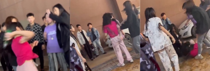 河南精神小伙小妹齐聚，粉衣妹子孤身一人鏖战群雄！虽然打不赢但是气势不能输，一个人也是先发制人不能怂