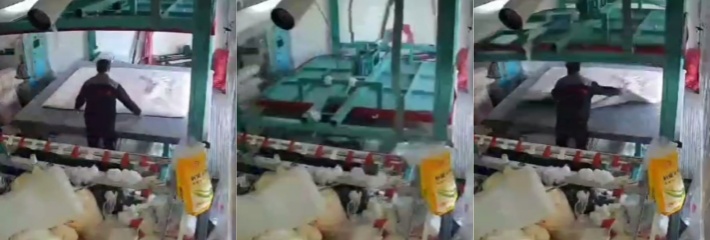意外不知何时而来！四川广安，弹棉机故障，工人被严重砸伤，老伴在旁边急的团团转!